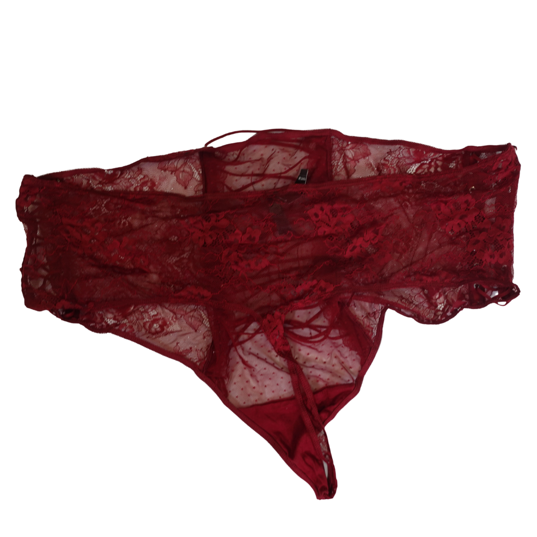 Red Lacy Lace Up Panties NWT