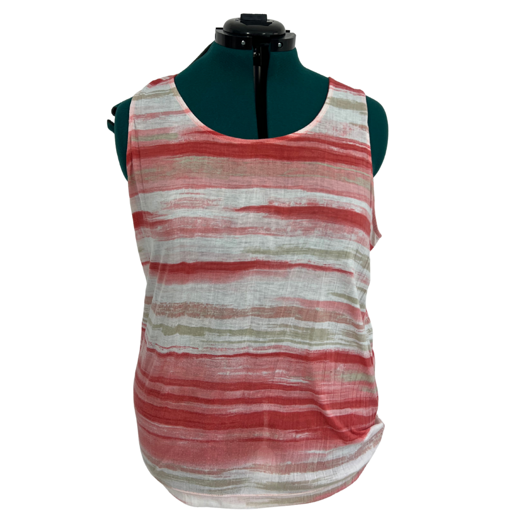 Beige and Orange Brushstroke Patterned Tank