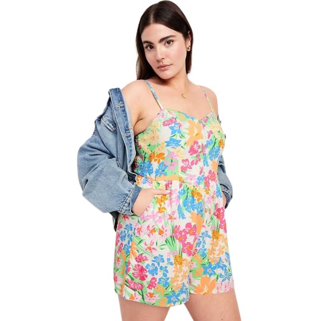 Multicolor Floral Print Sleeveless Romper