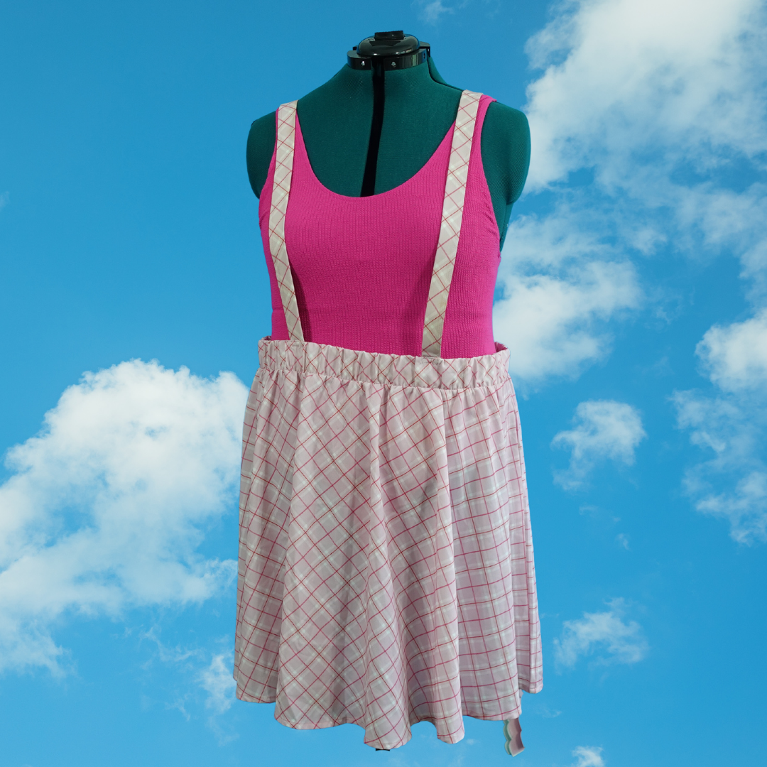 Pink Plaid Overall Skirt