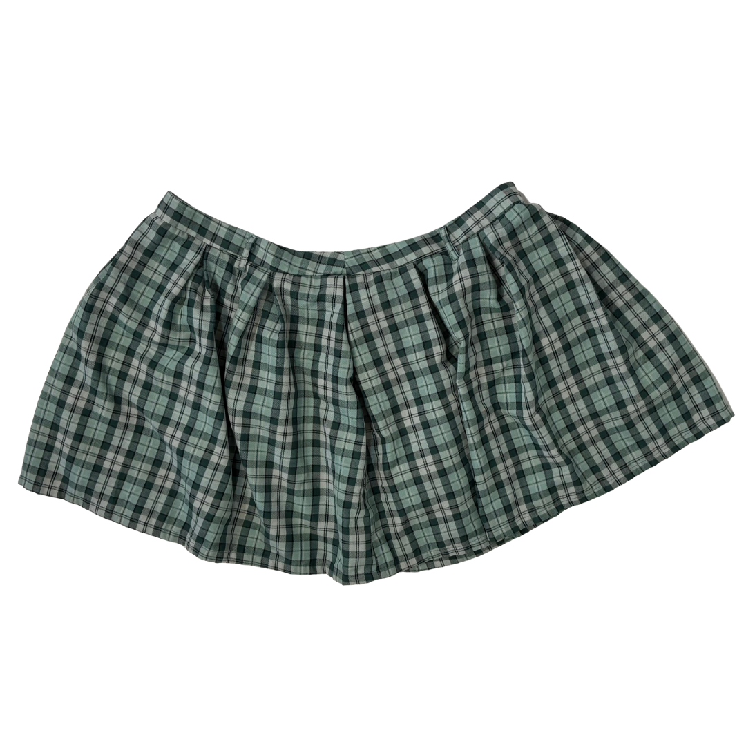 Hot Topic Green Plaid Circle Skirt (without Chain)