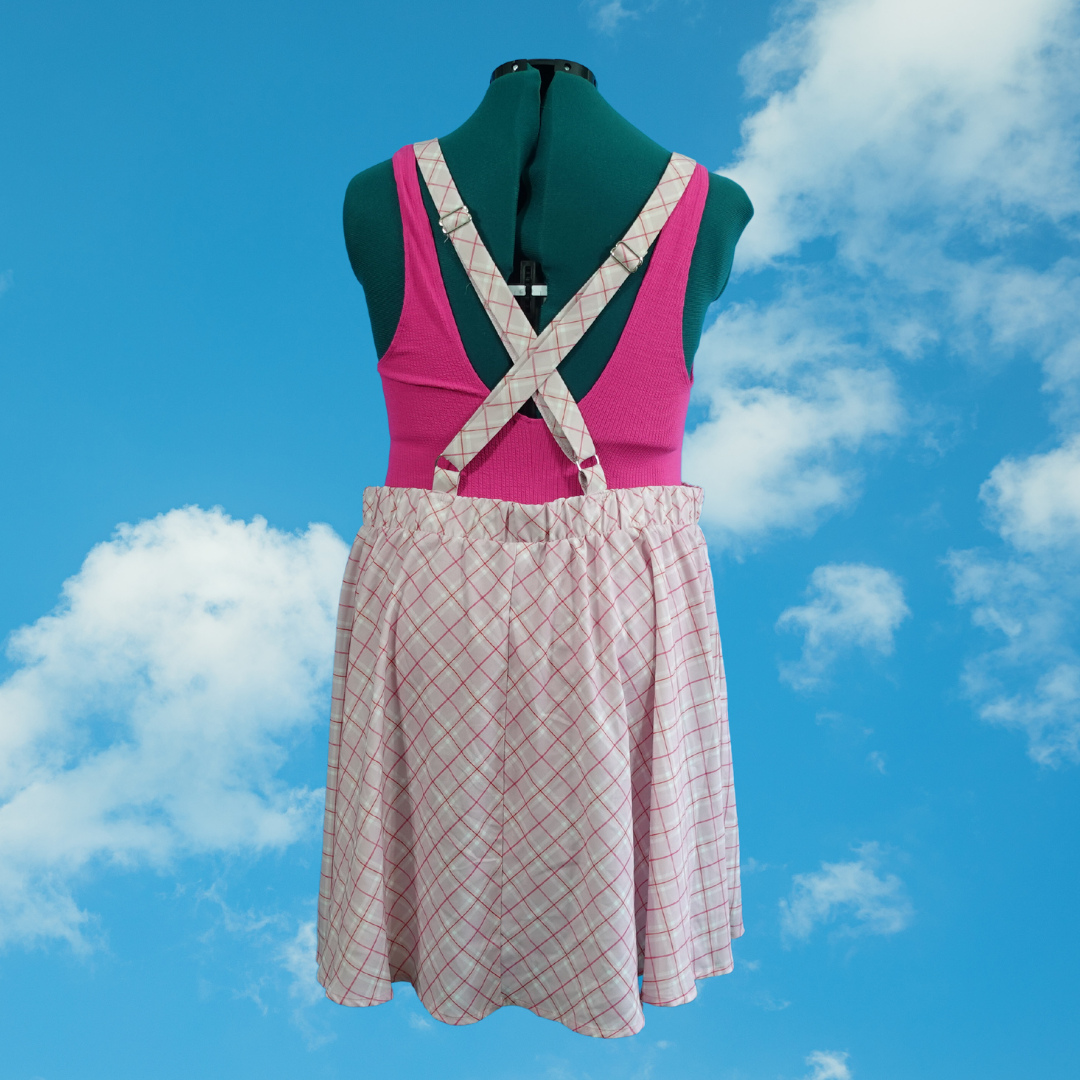 Pink Plaid Overall Skirt