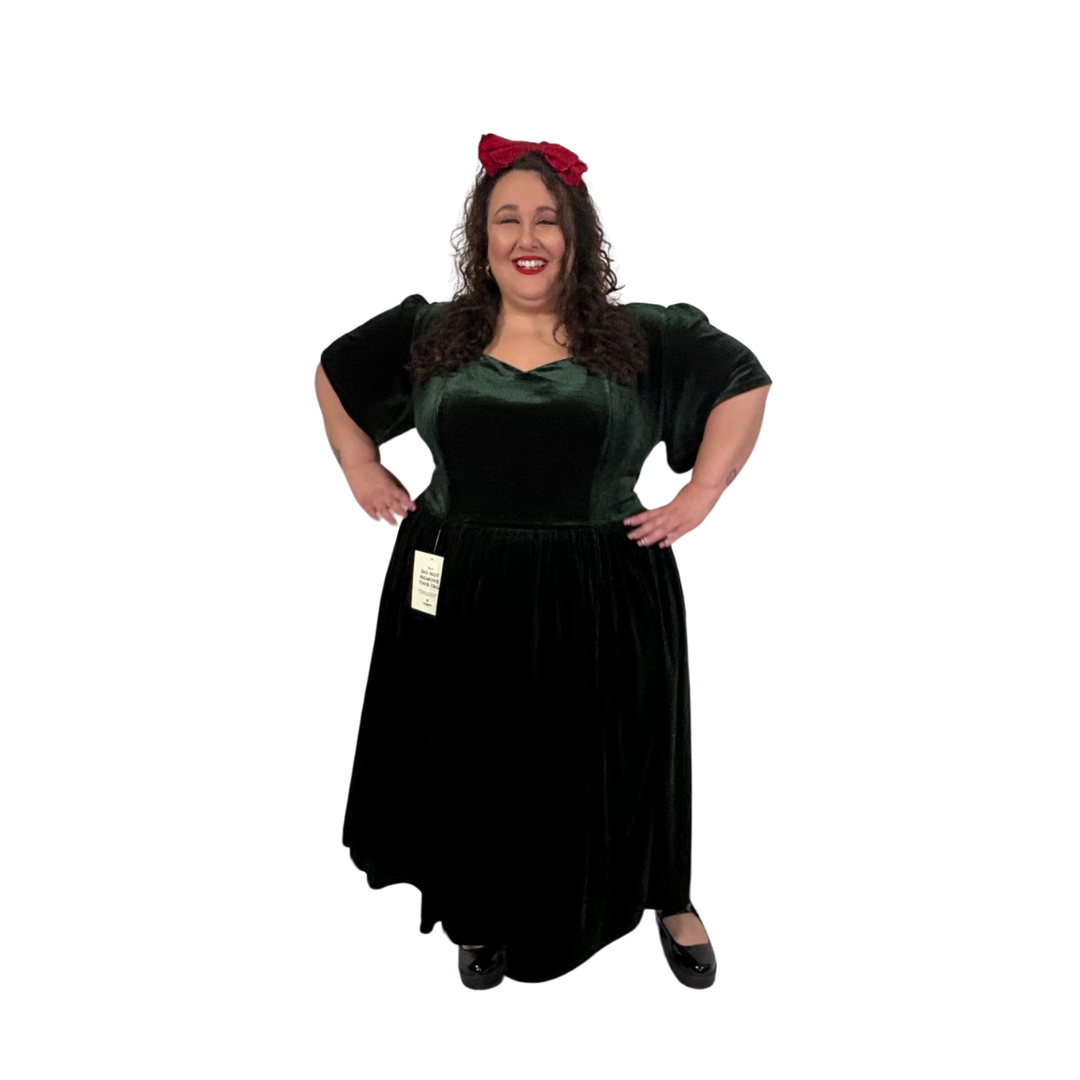JessaKae Emerald Velvet Midi Dress NWT