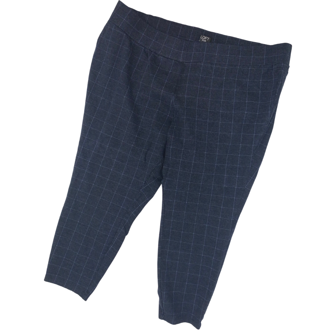 Navy and Light Blue Plaid Ponte Pants