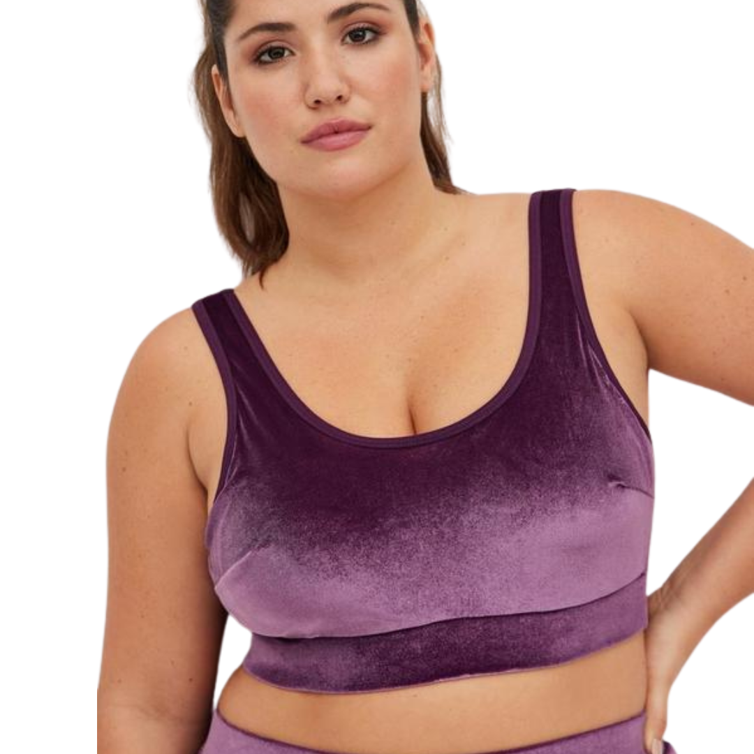 Plum Velvet Scoop Neck Bralette