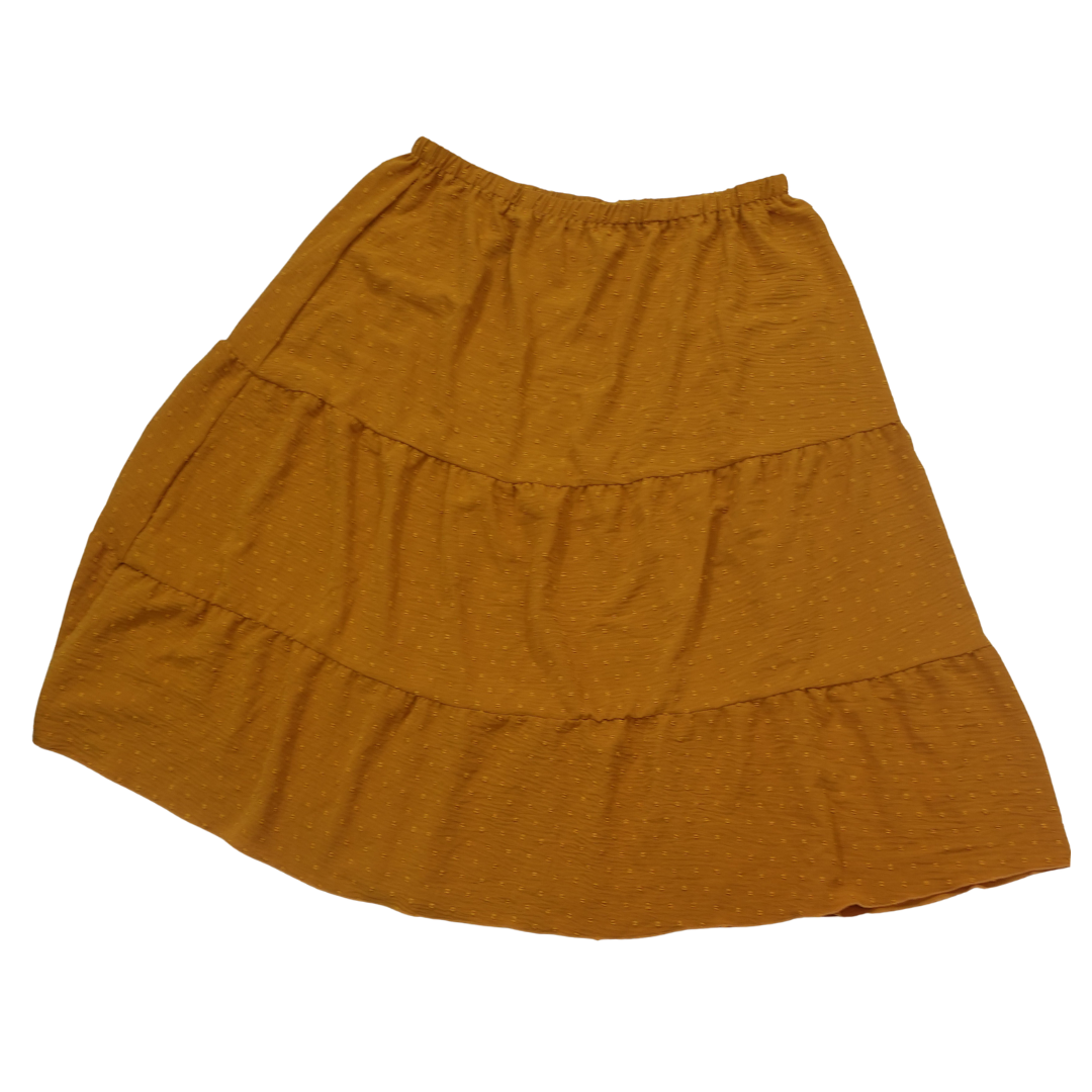 Mustard Yellow Tiered Midi Skirt