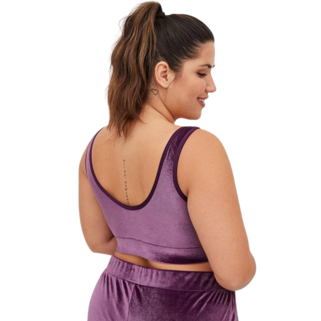 Plum Velvet Scoop Neck Bralette