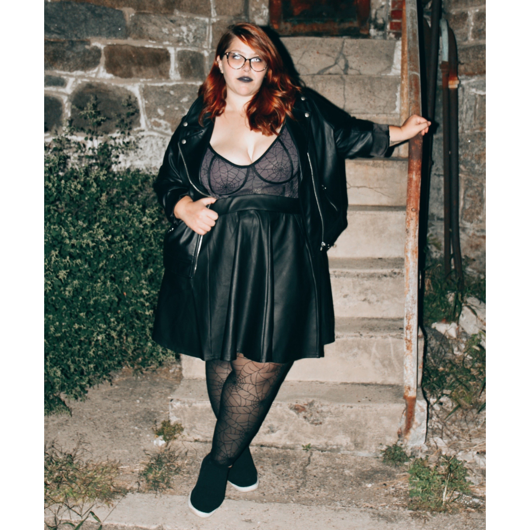 Black Faux Leather Circle Skirt