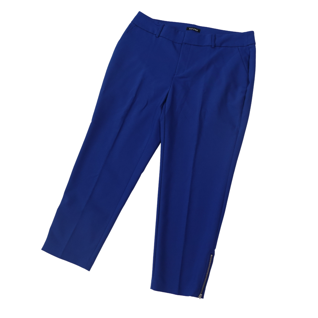 Blue Dress Pants with Ankle Zipper Detail
