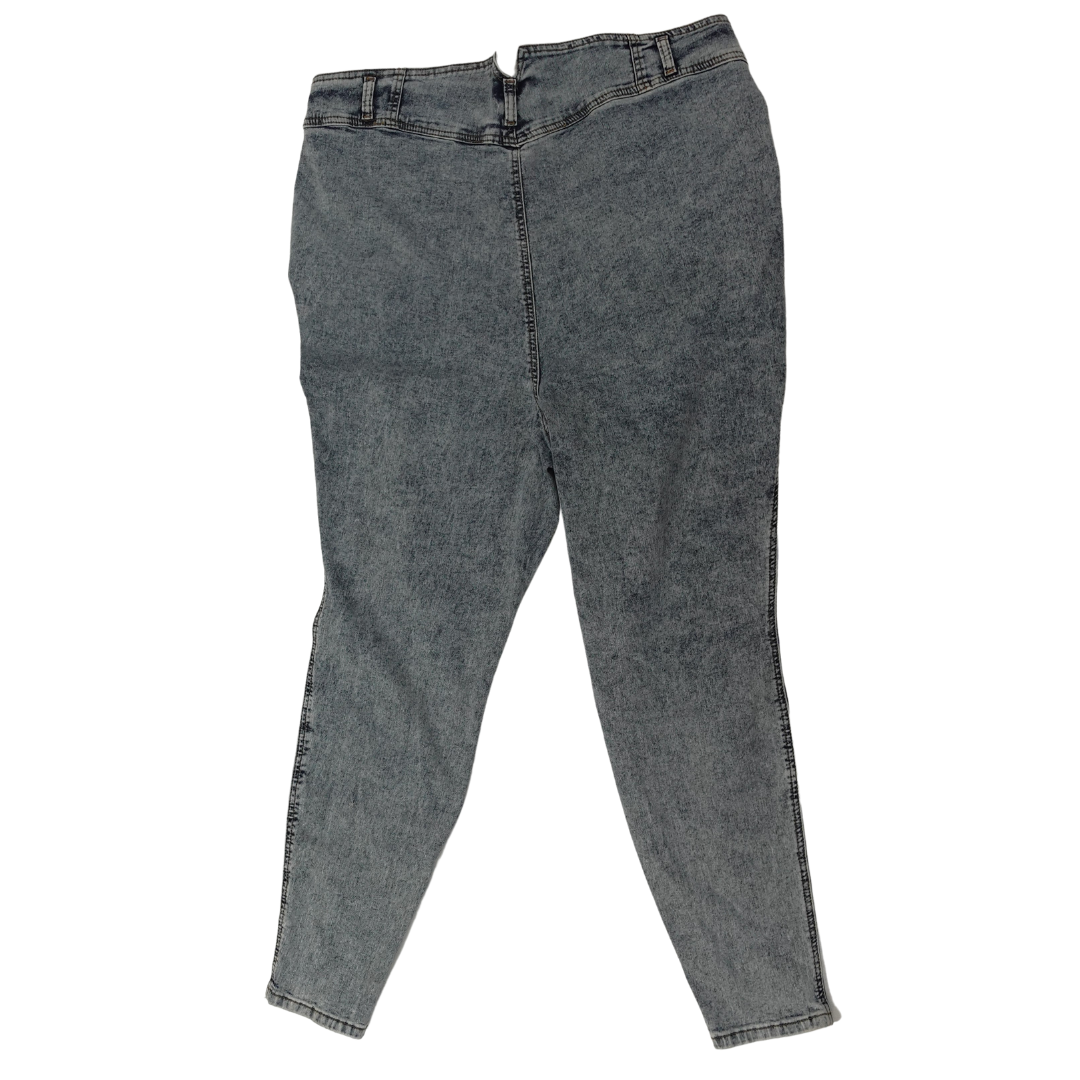 High Button Waist Acid Wash Jeans