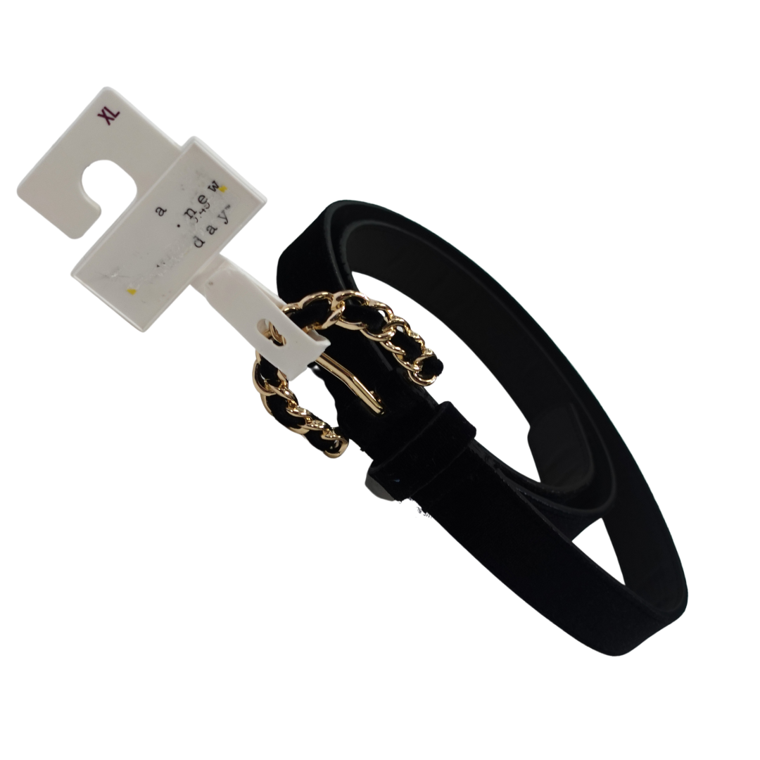 Black Velvet Belt with Gold Chain Link Buckle NWT
