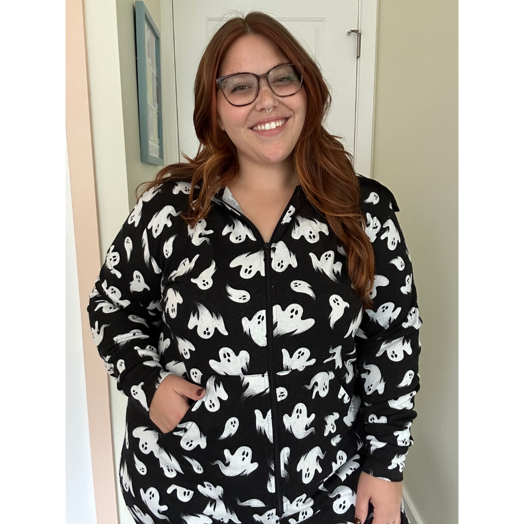 Ghost Print Hooded Onesie