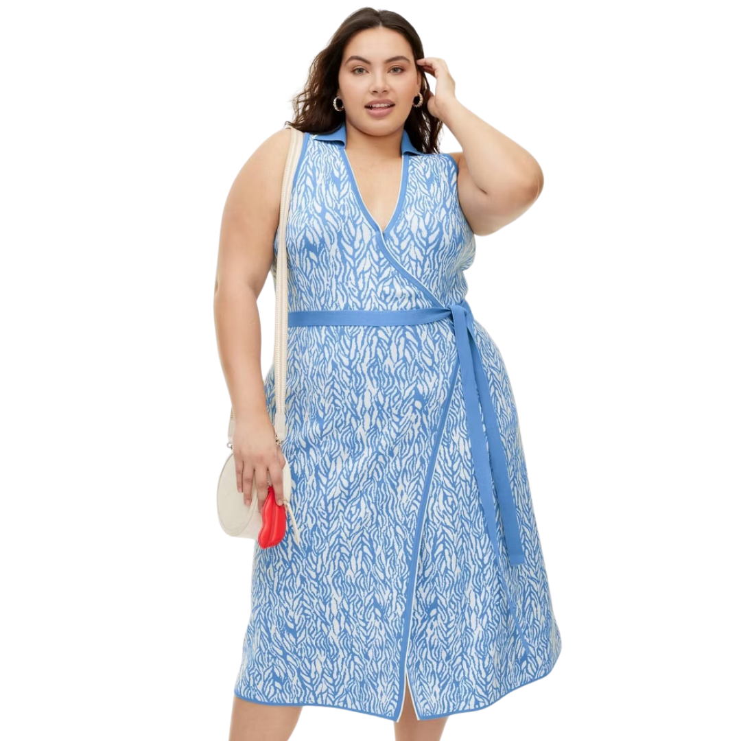 Diane von Furstenberg for Target Blue Animal Print Wrap Dress NWT