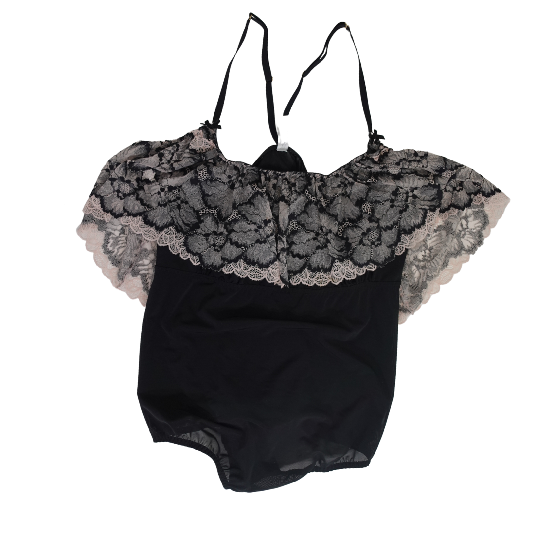 Black Mesh Bodysuit with Lace Details