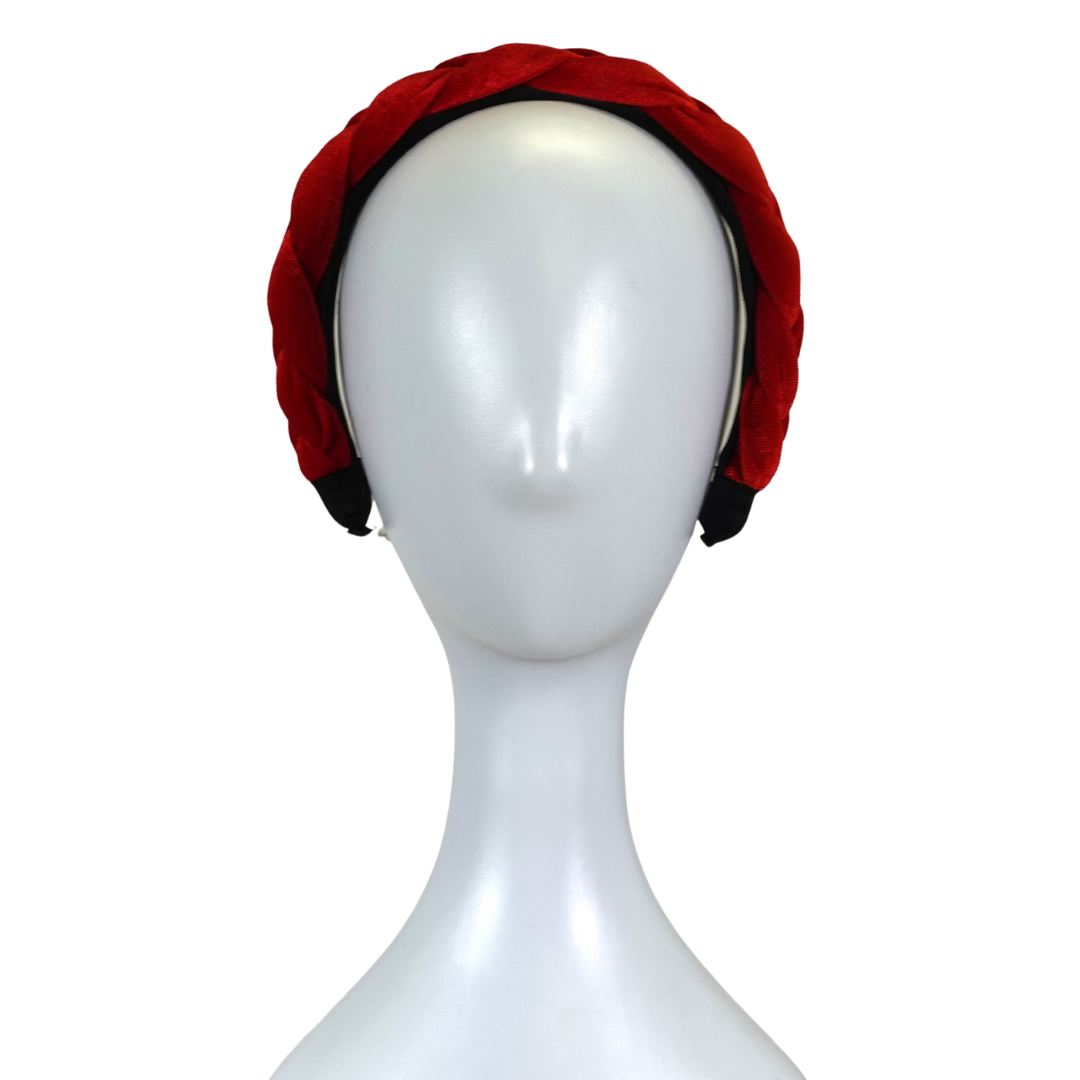 Red Velvet Puffy Braided Headband
