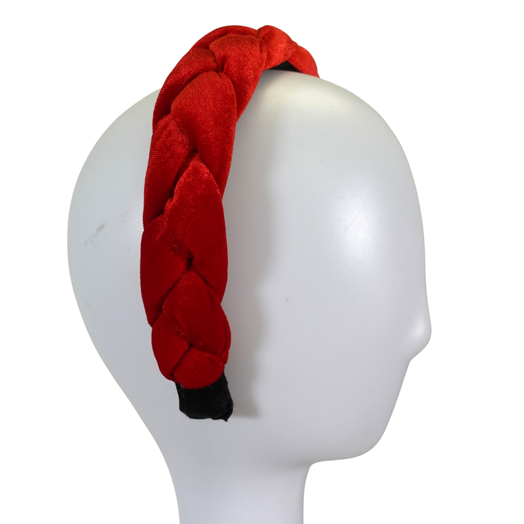Red Velvet Puffy Braided Headband