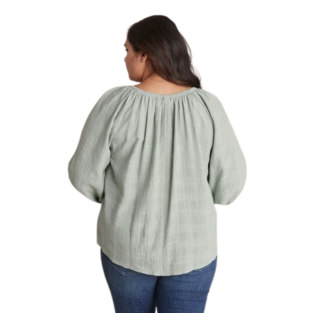 Pale Green Textured Peasant Top
