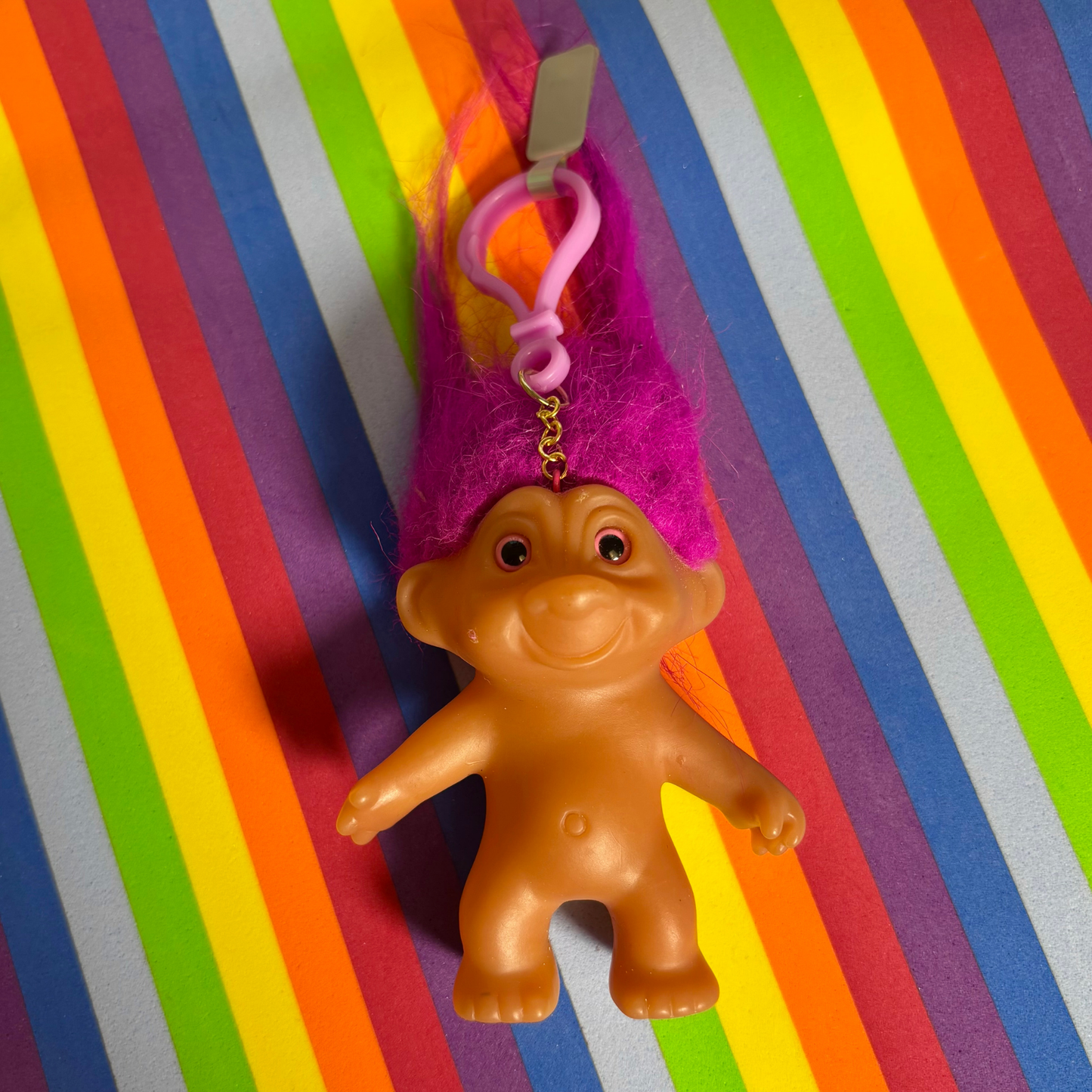 90s Fuschia Hair Troll Bag Charm