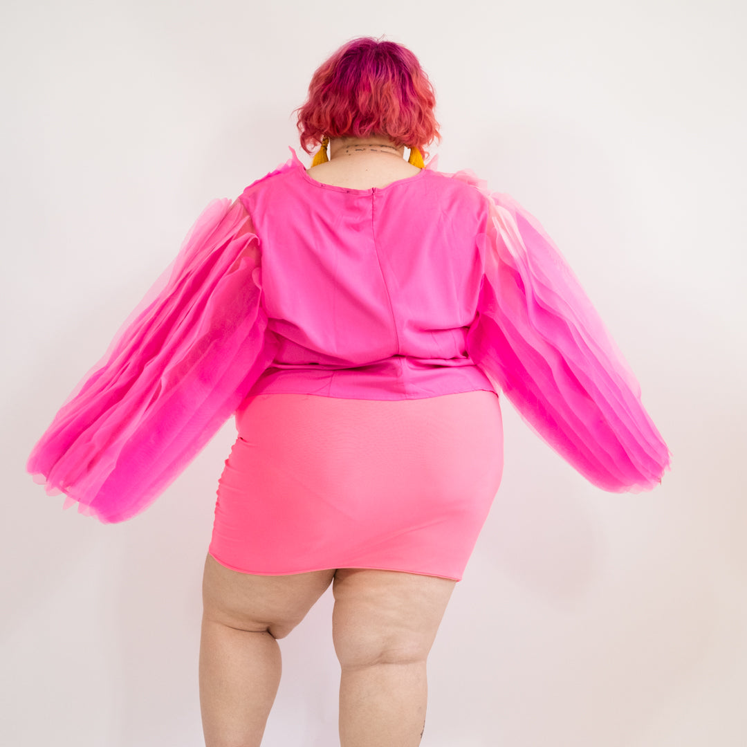 Pink Tulle Statement Top