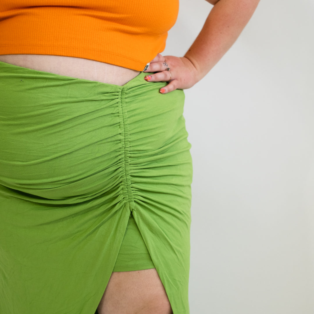 Green Thigh Split Midi Skirt NWT
