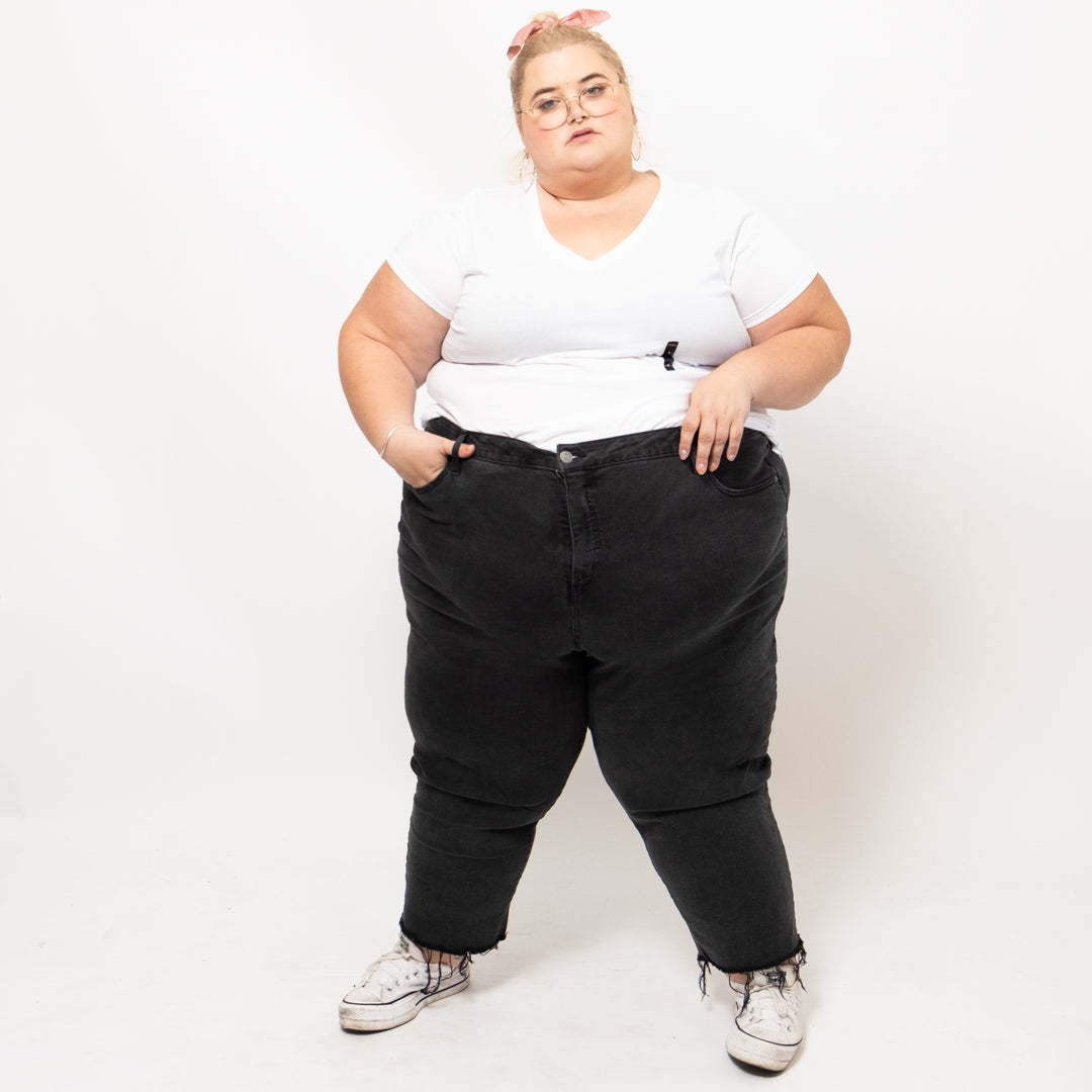 Black Jeans with Raw Hem