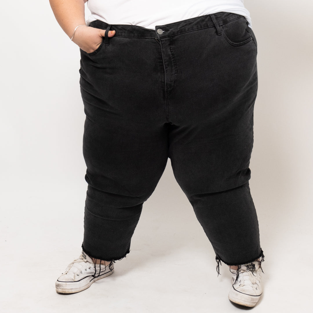 Black Jeans with Raw Hem