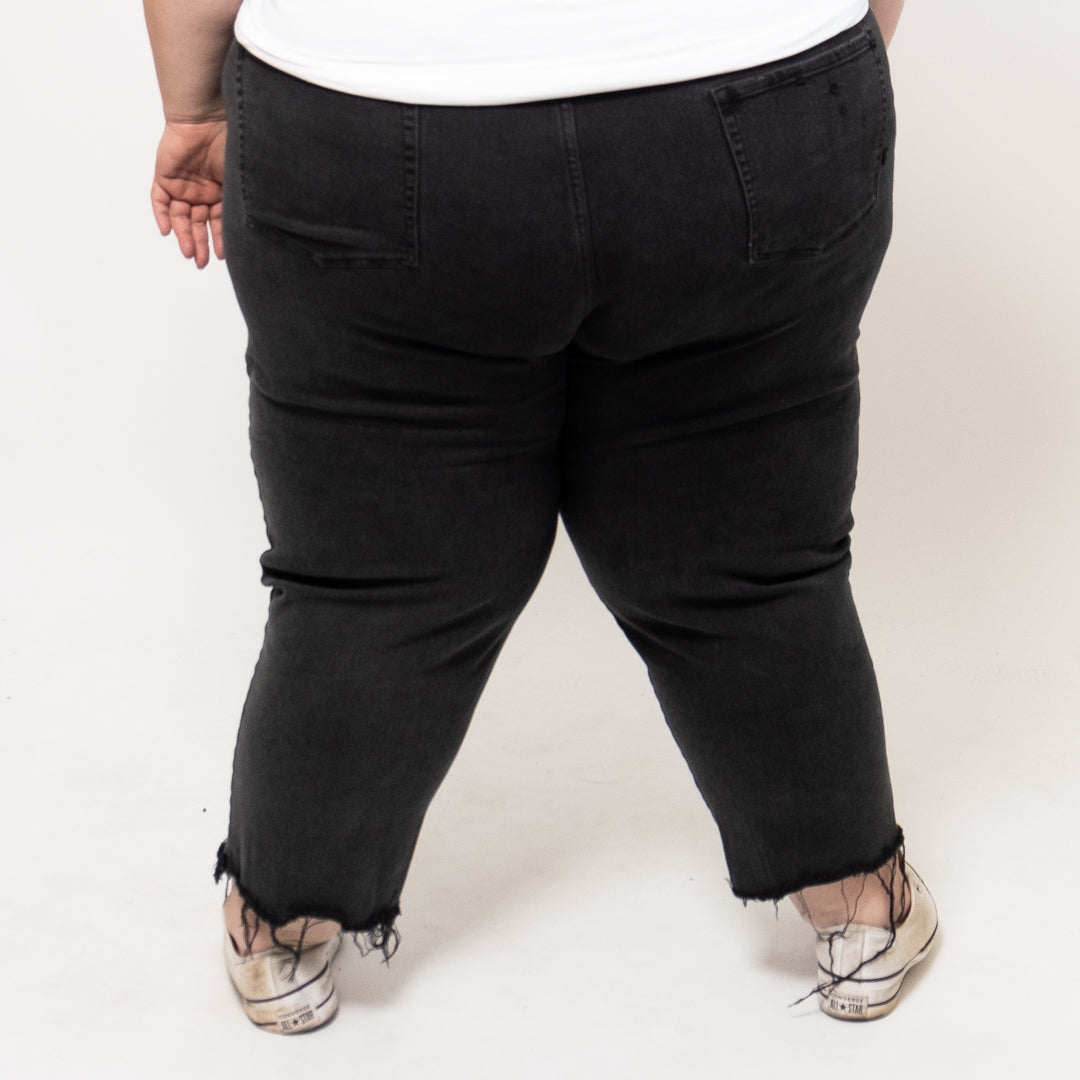 Black Jeans with Raw Hem