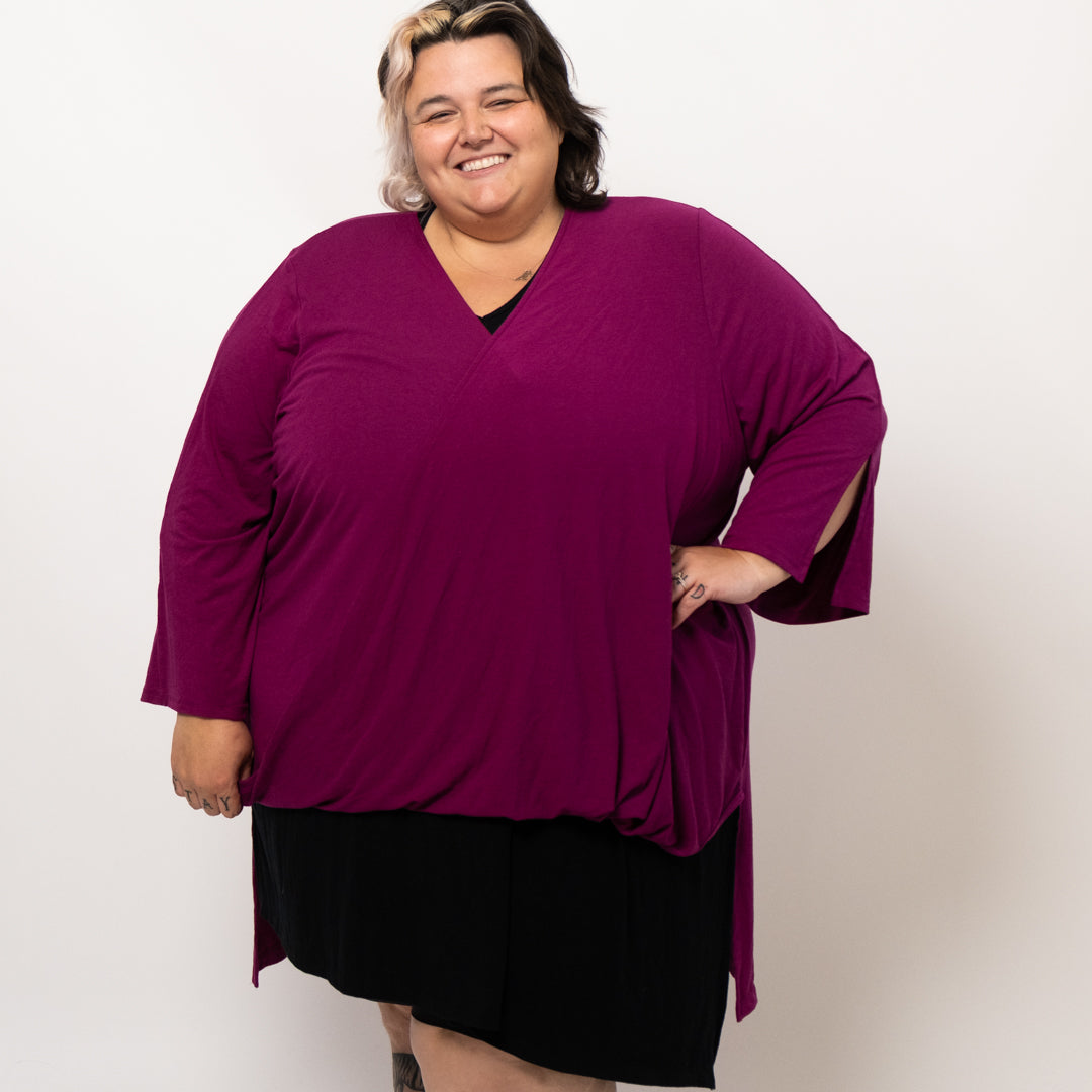 Purple and Black Wrap Long Shirt