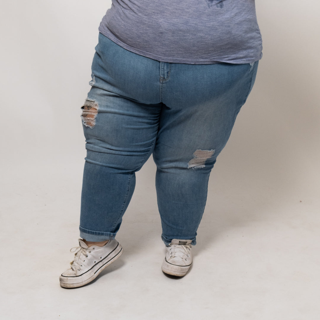 Distressed Medium Wash Skinny Jeans