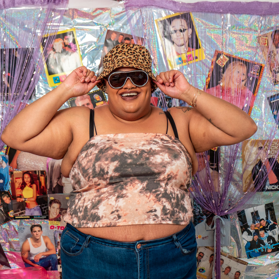 Bleach Patterned Tube Top with Spaghetti Straps