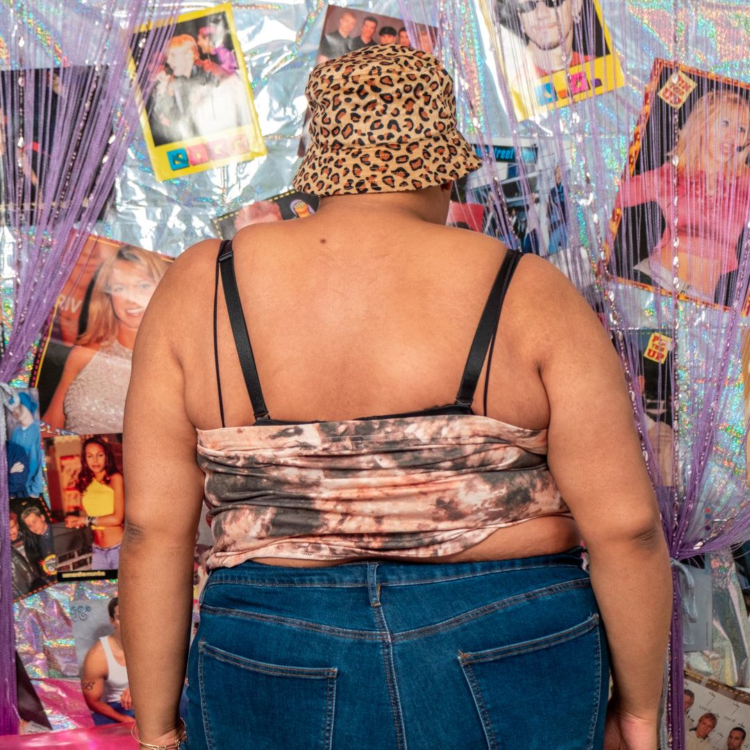Bleach Patterned Tube Top with Spaghetti Straps