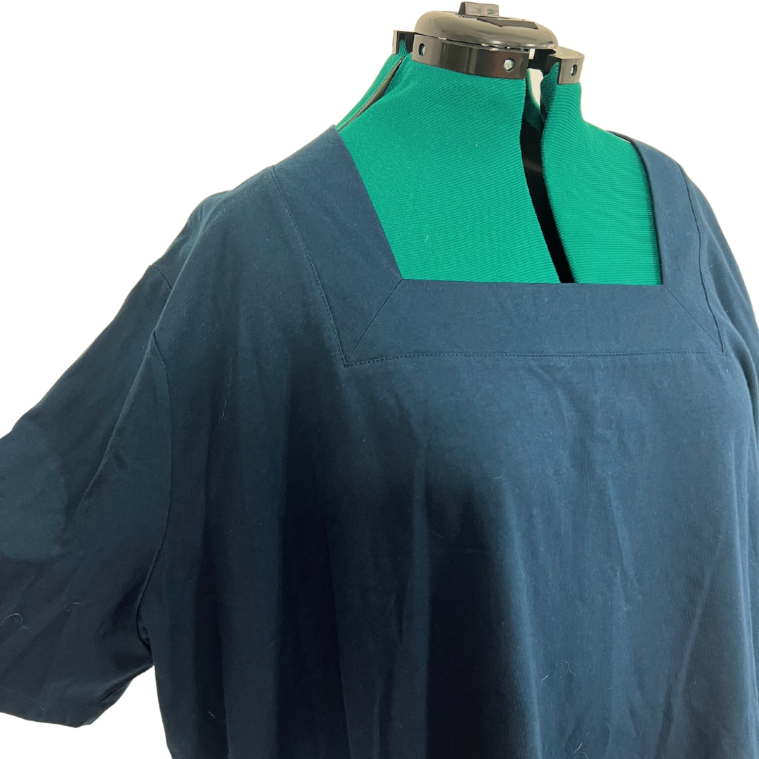 Navy Square Neck Short Sleeve Top