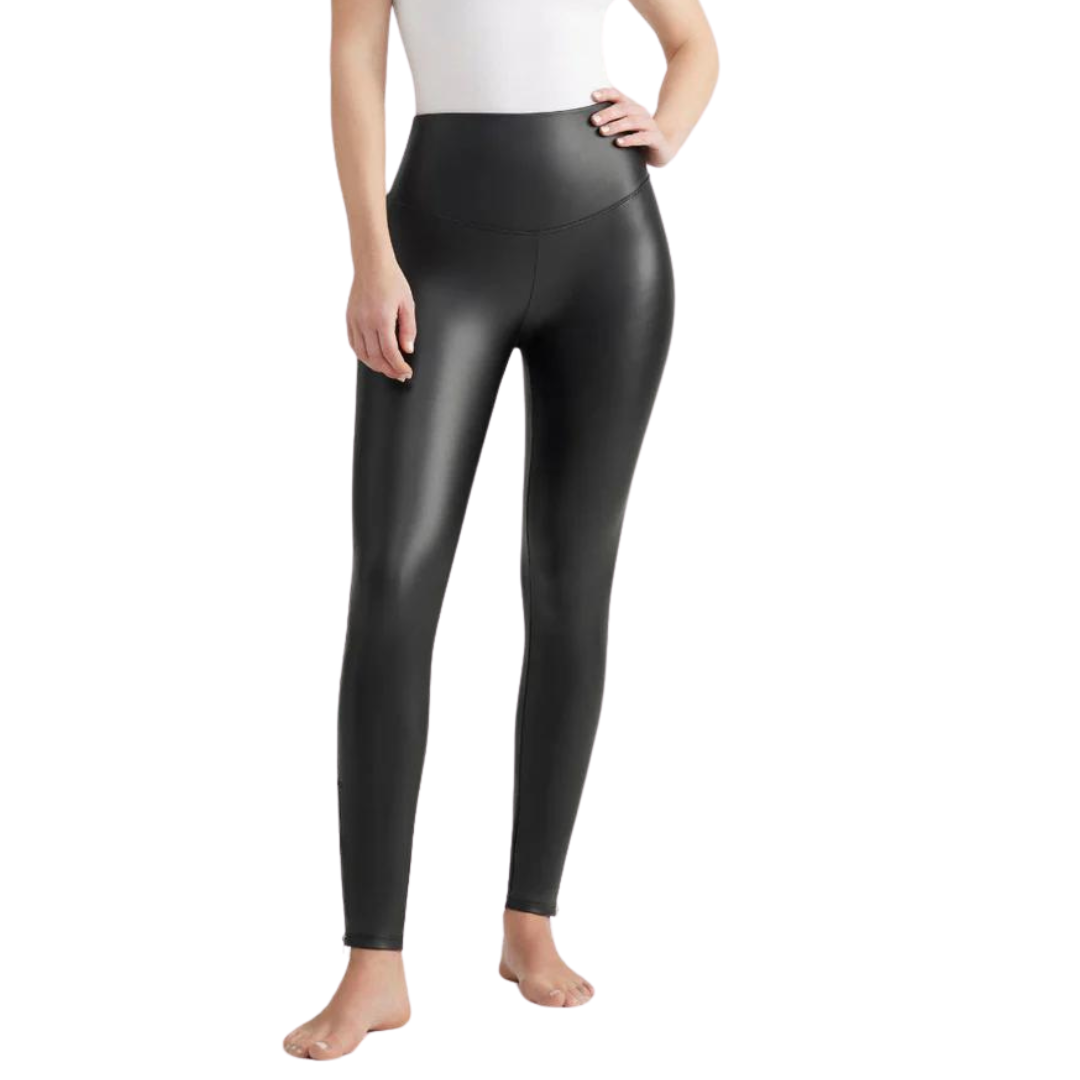 Faux Leather High Waist Leggings with Ankle Zip Detail NWT