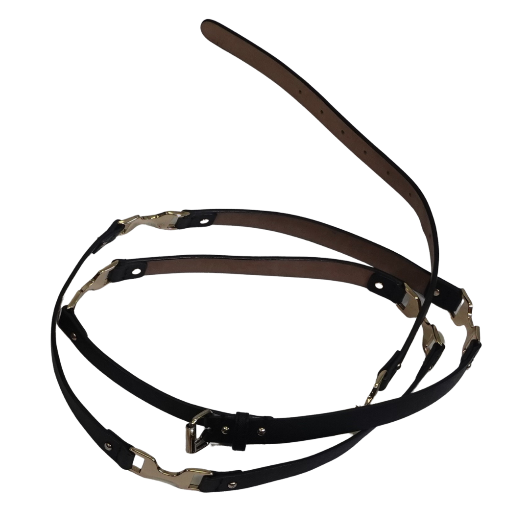 Black Faux Leather Belt with Gold Hardware