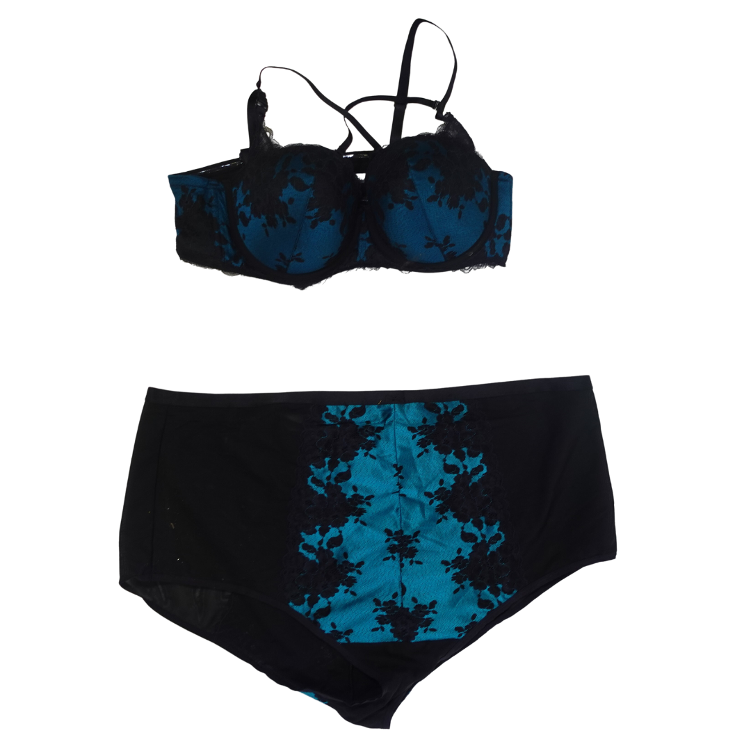 Teal and Black Lace and Mesh Panties NWOT
