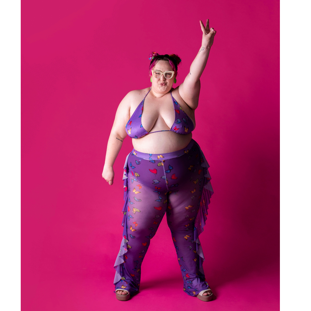 Mesh Butterfly Pants and Matching Triangle Bikini Top