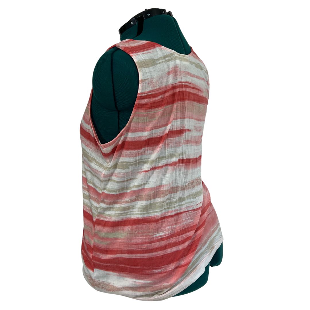 Beige and Orange Brushstroke Patterned Tank