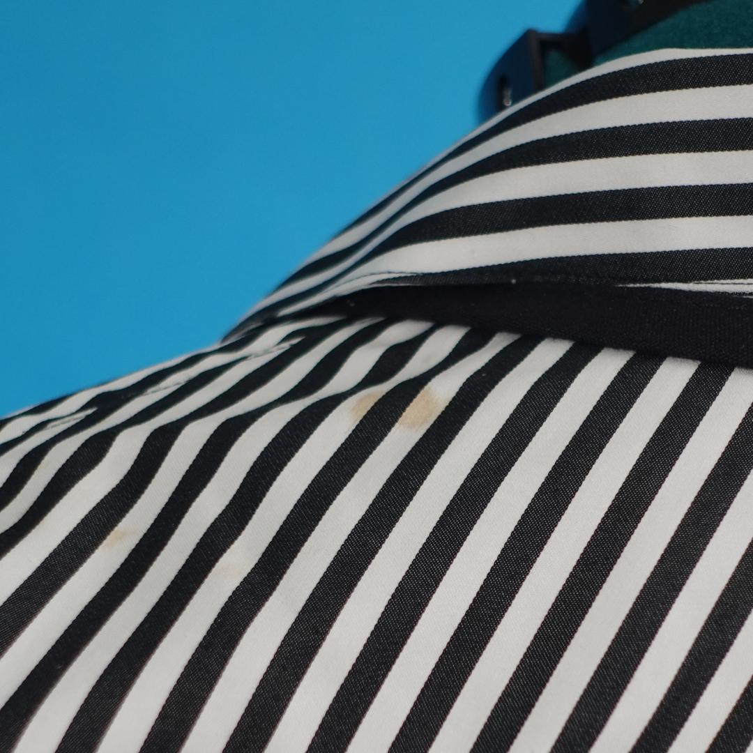 Black and White Striped Button Down Top