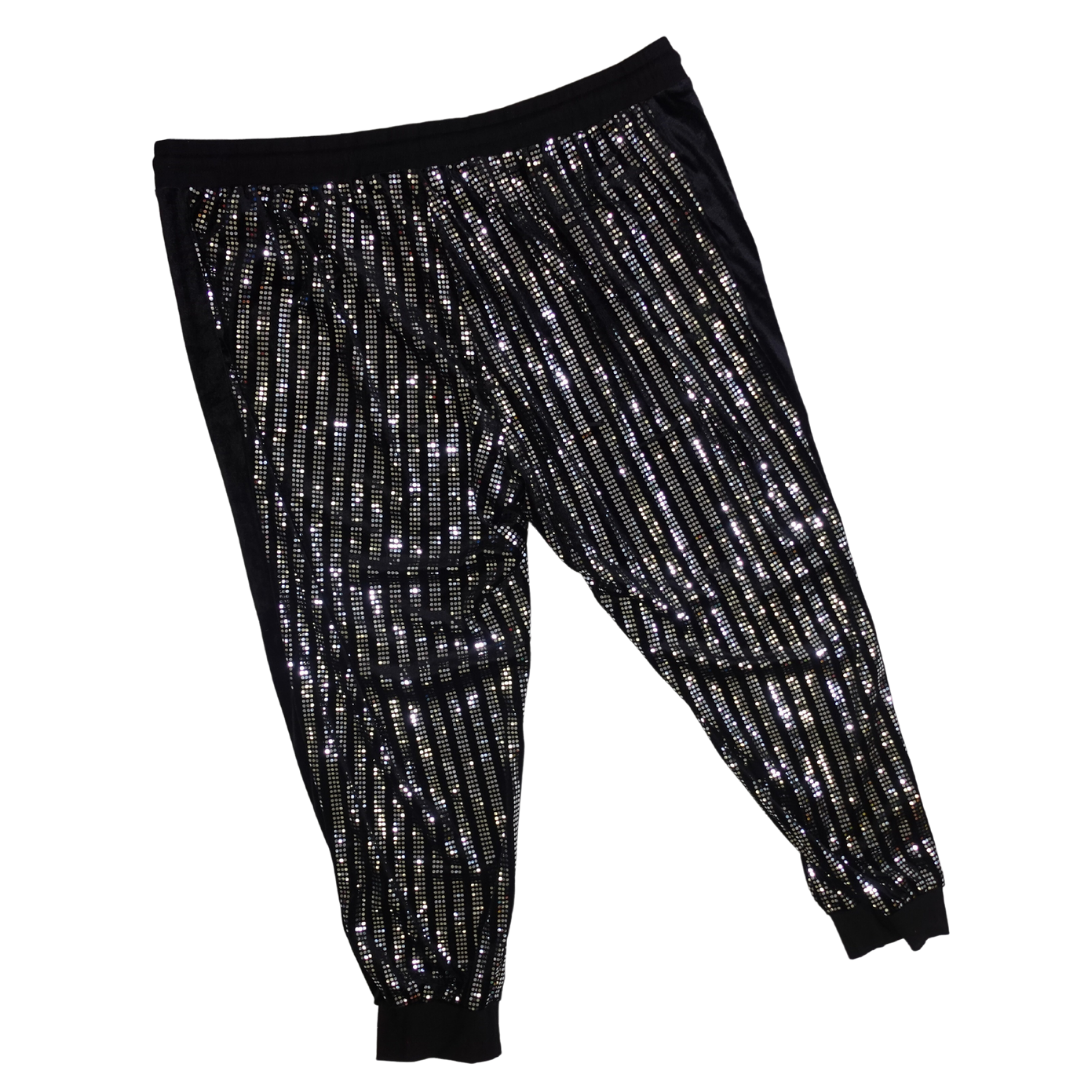 Glitzy Black Velvet Joggers