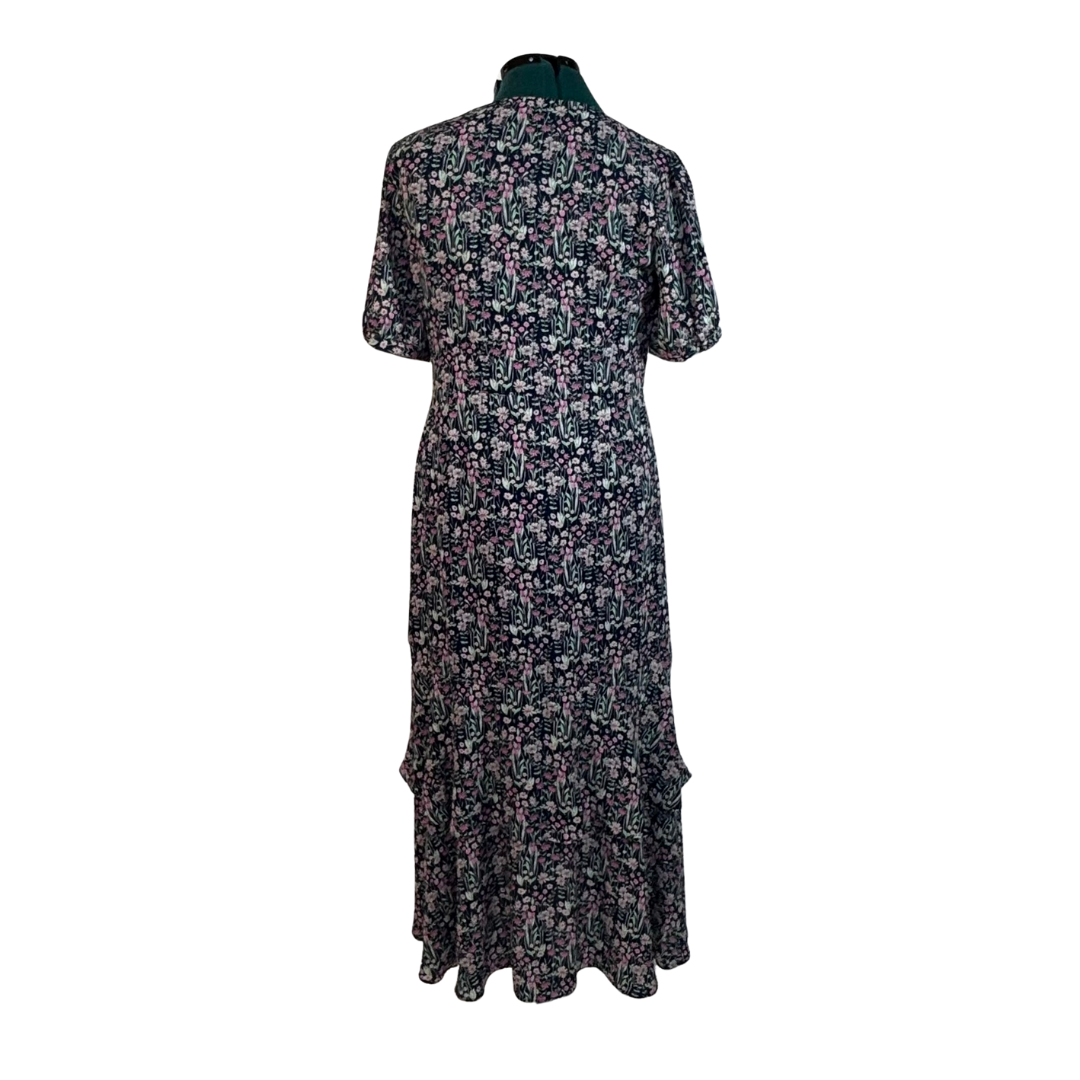 Nannette Lepore Navy and Pink Floral Wrap Dress