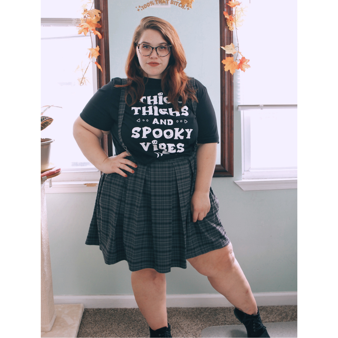 Grey Plaid Overall Skirt