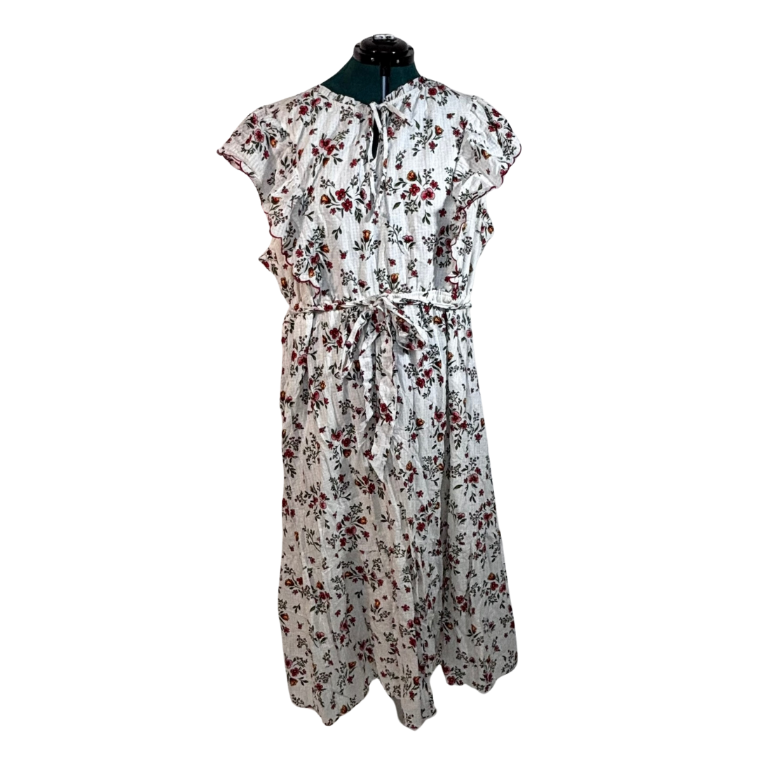 White and Red Floral Prairie Dress NWT
