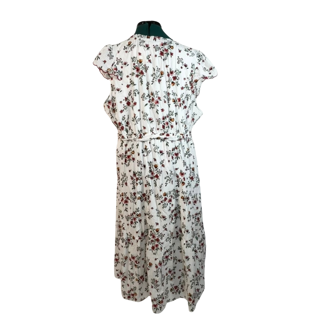 White and Red Floral Prairie Dress NWT