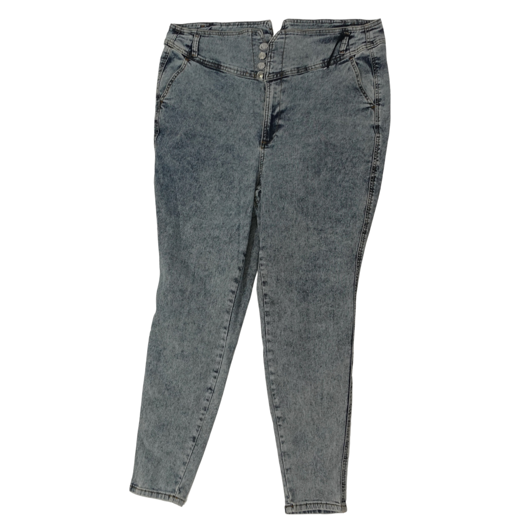 High Button Waist Acid Wash Jeans