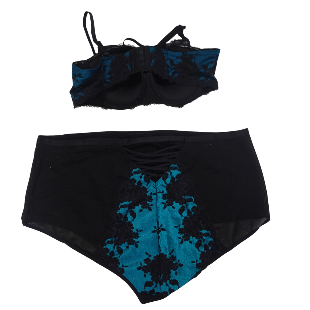 Teal and Black Lace and Mesh Panties NWOT