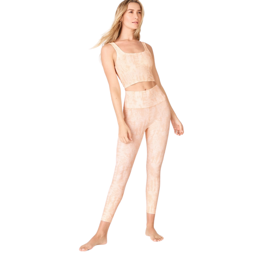 PureLuxe Fabletics High Waisted Orange and White Tie Dye Leggings NWT