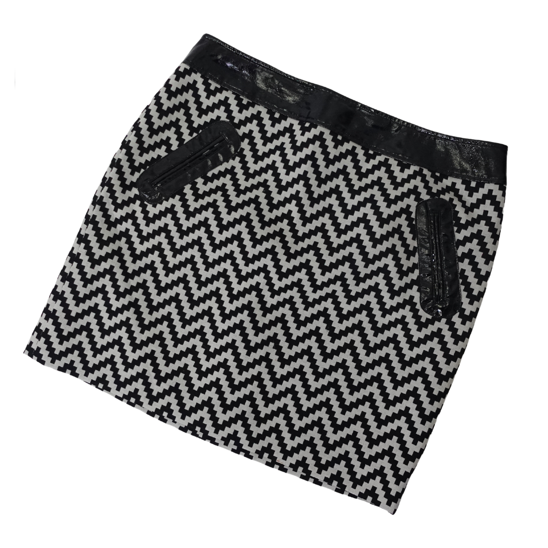 Black and White Chevron Mini Skirt
