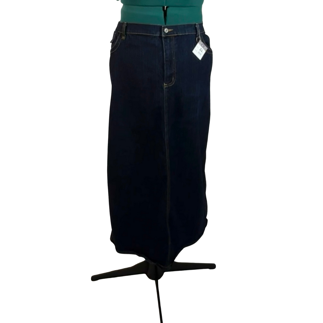 Vintage Dark Wash Denim Midi Skirt