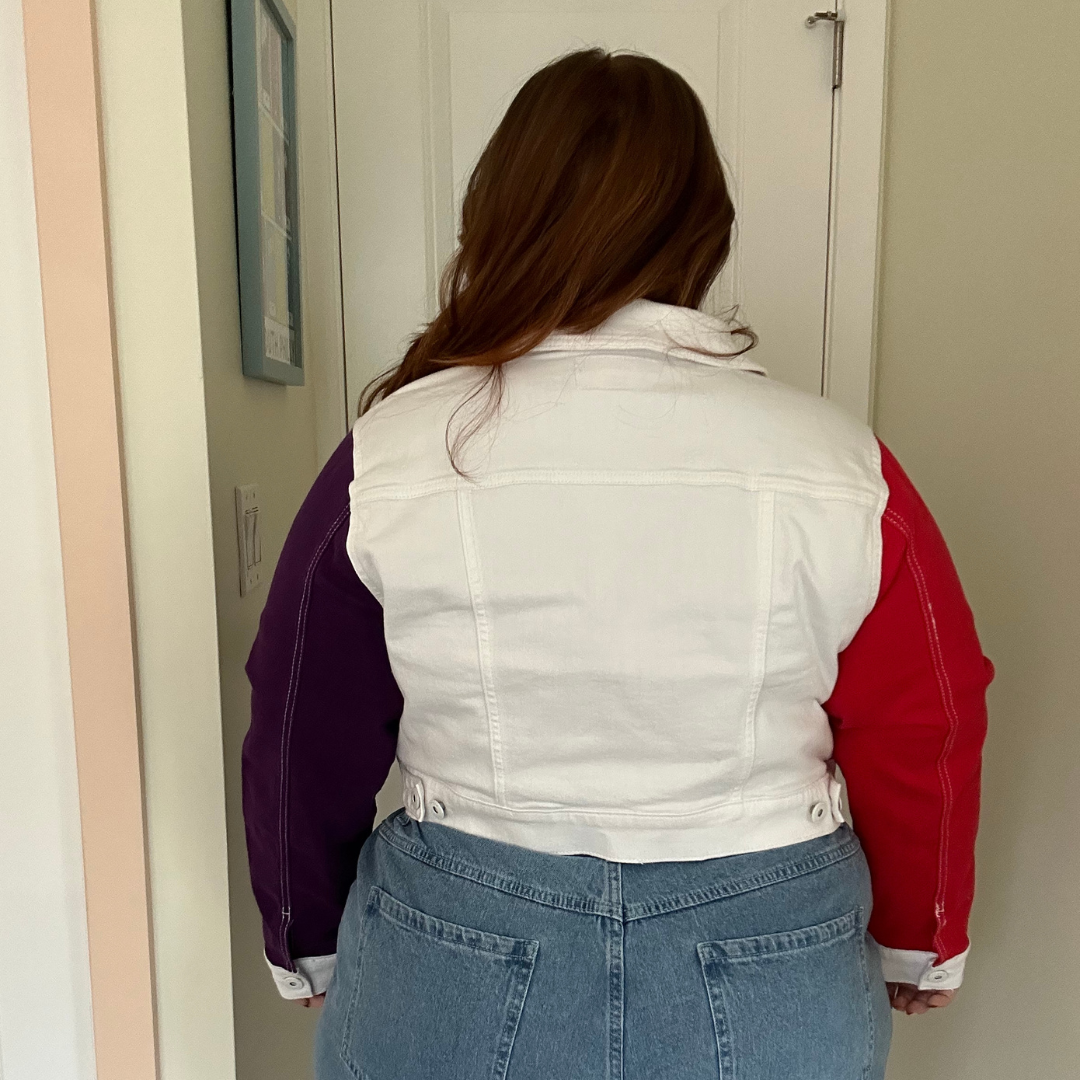 Rainbow Striped Denim Jacket