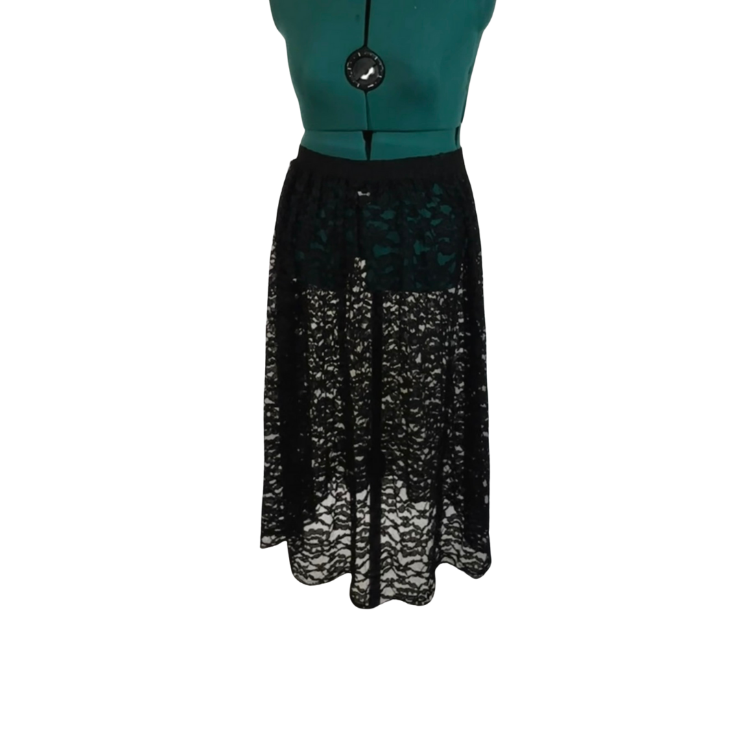 Vintage Black Lace Slip Skirt